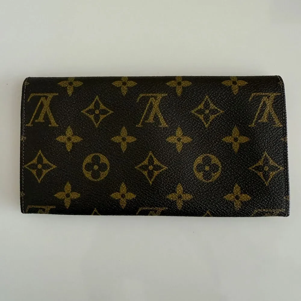 Louis Vuitton monogram long wallet with flap authentic with COA